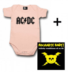 Juego de regalo con body de AC/DC Logo Pink y CD Rock Baby Lullaby de AC/DC