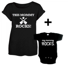 Duo Rockset con camiseta para This mommy rocks y body para bebé My mommy rocks