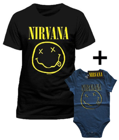 Duo Rockset con camiseta para papá de Nirvana y body para bebé de Nirvana