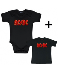 Juego de regalo con body de AC/DC Logo Colour y camiseta para bebé de AC/DC Logo Colour