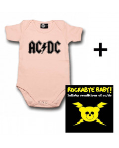 Juego de regalo con body de AC/DC Logo Pink y CD Rock Baby Lullaby de AC/DC