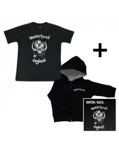 Juego de regalo con chaqueta para bebé de Motörhead con cremallera y capucha y camiseta para bebé de Motörhead