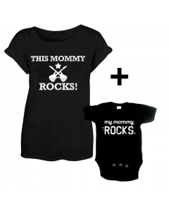 Duo Rockset con camiseta para This mommy rocks y body para bebé My mommy rocks